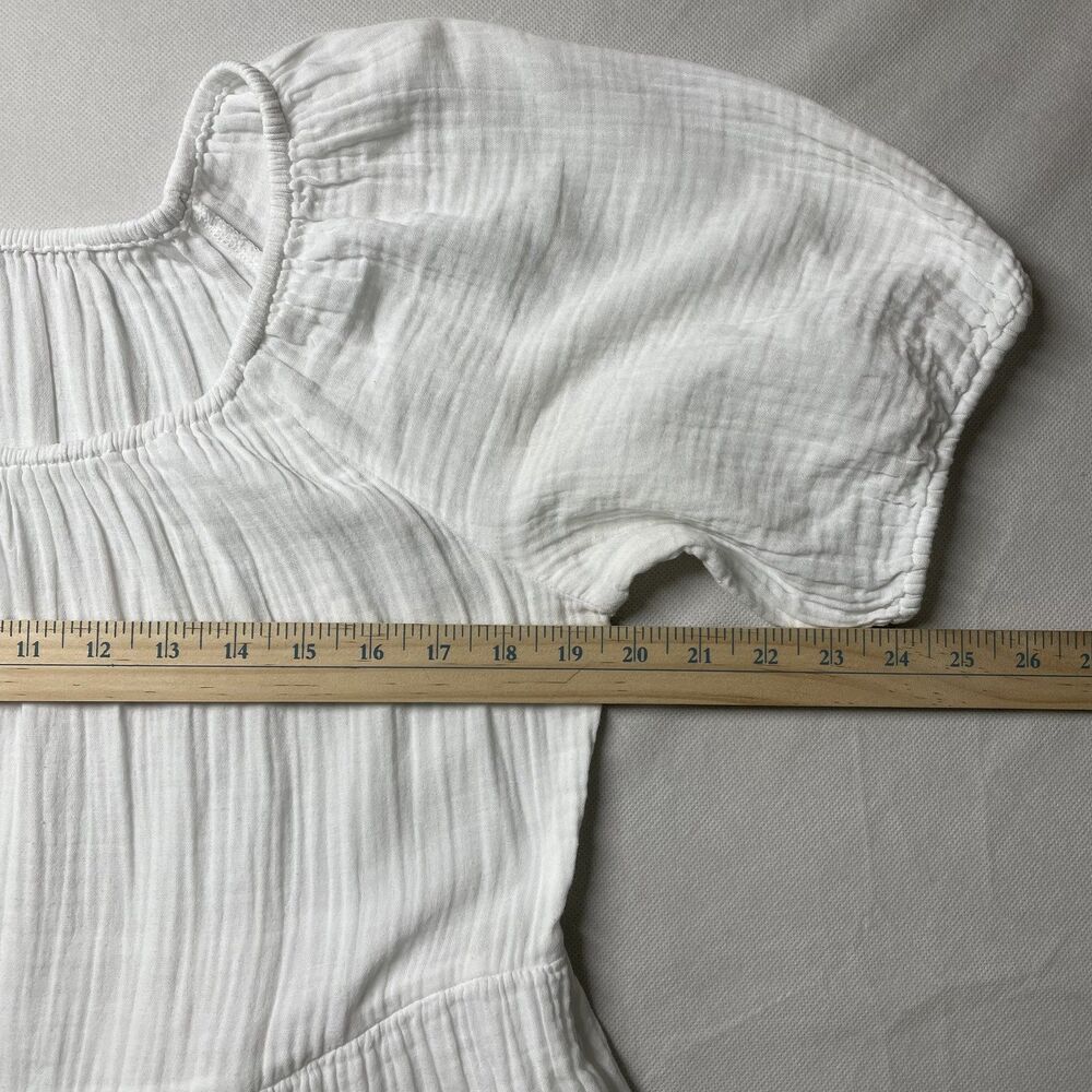 Old Navy White Tiered Shift Dress Puff Sleeve Gauze Women's Size L - Picture 8 of 12